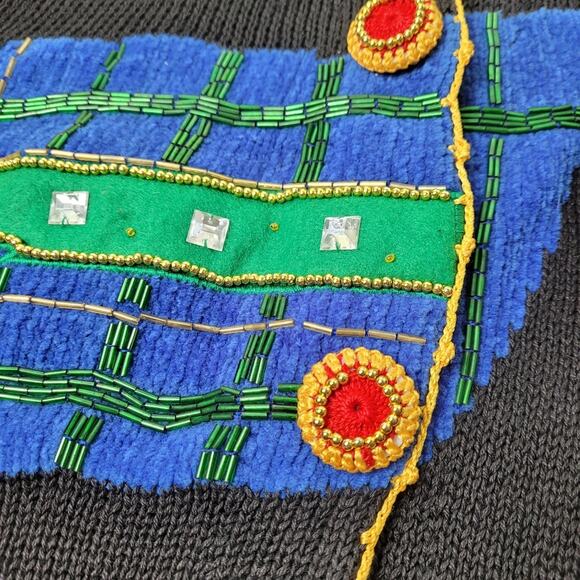 Vintage Victoria Harbour Holiday Presents Embellished Applique Cardigan size Med - Picture 6 of 14